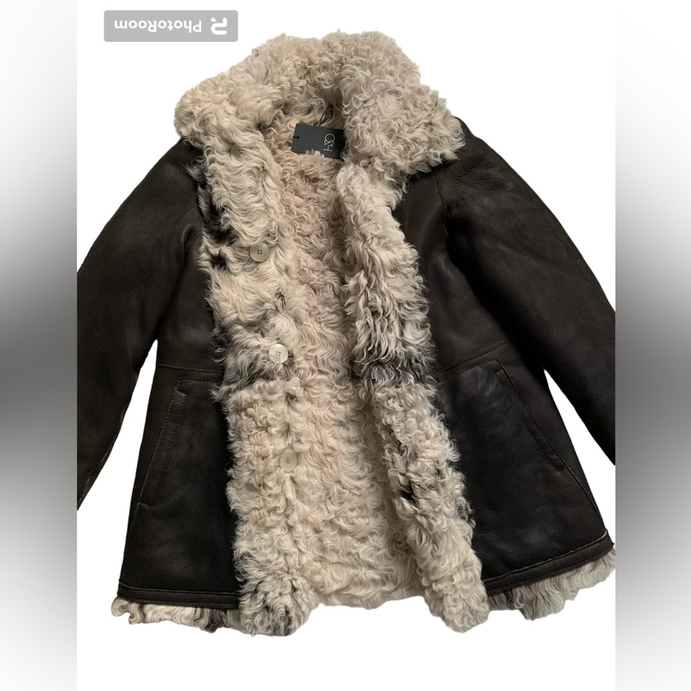 🔥🔥🔥HISO Reversible DARK BROWN/ Curly Lamb Shearling Jacket Size M or 8🔥🔥🔥